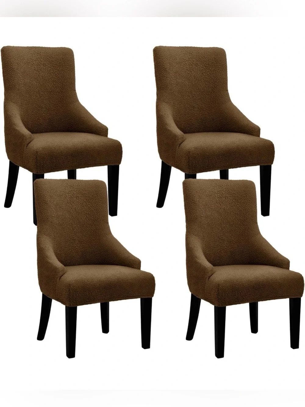 FondleFeeling 4 Brown Teddy Wool Dining Chair Cover